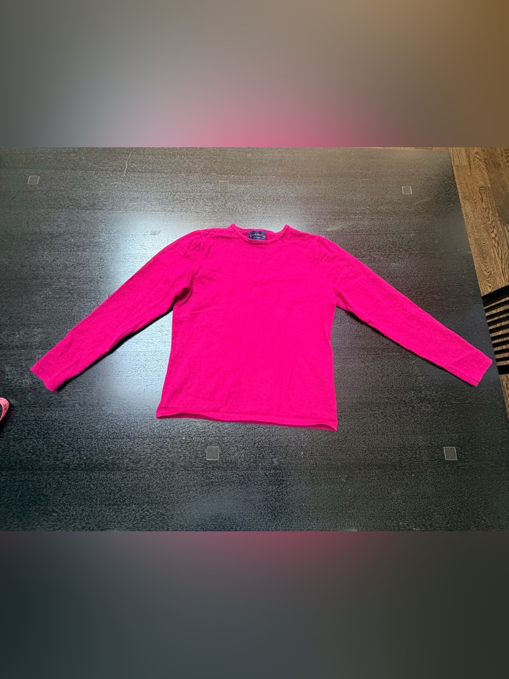 Charter Club Vibrant Hot Pink Long Sleeve Crewneck Top 100% wool
